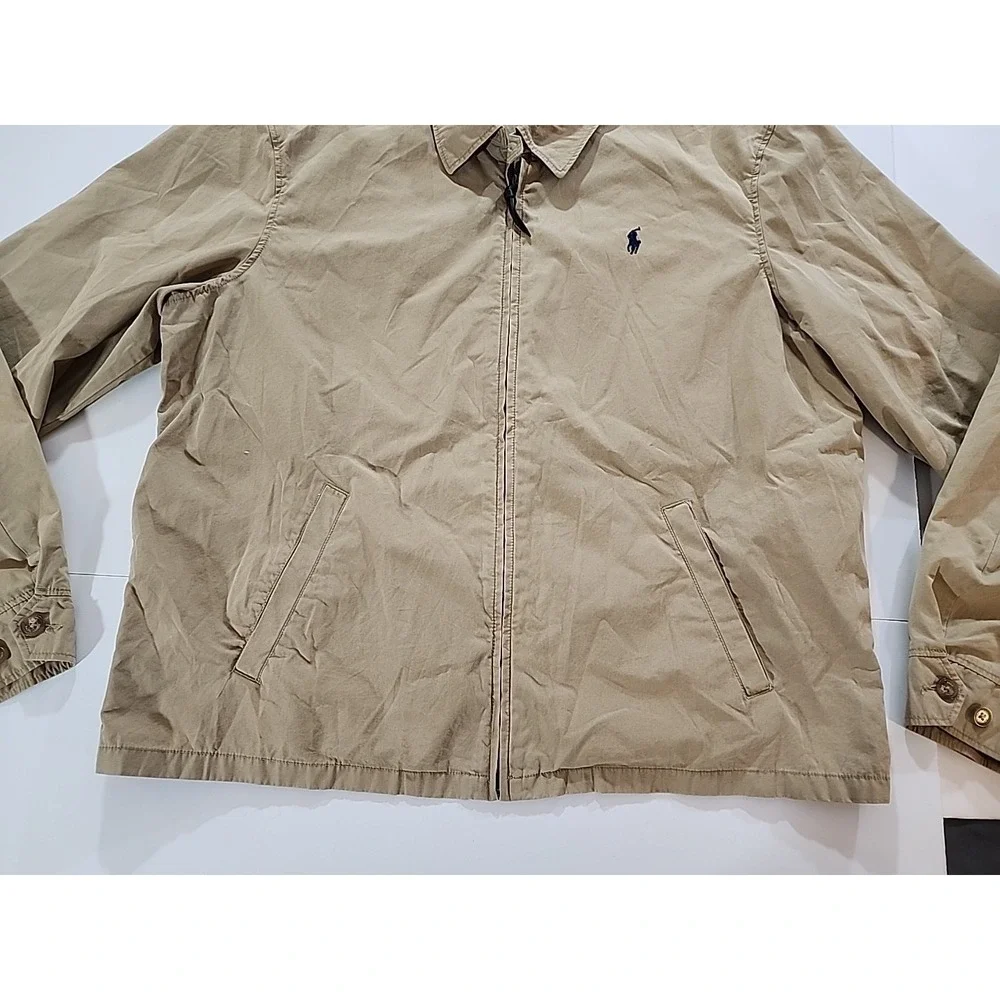 Vintage POLO RALPH LAUREN Small Pony Full Zip Bomber Jacket 90s Light Brown 2XL‎
